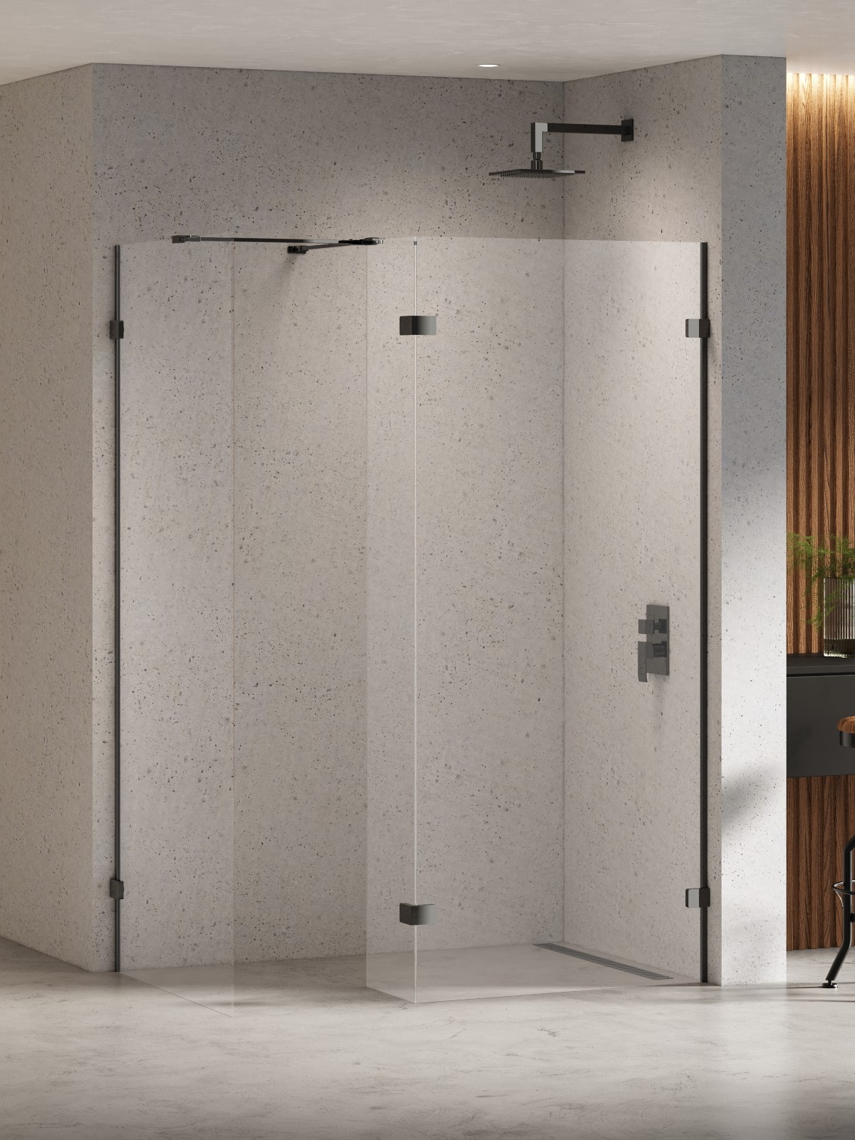 New Trendy Eventa Black Chrome ścianka prysznicowa walk-in 90 cm czarny chrom połysk/szkło przezroczyste EXK-6329