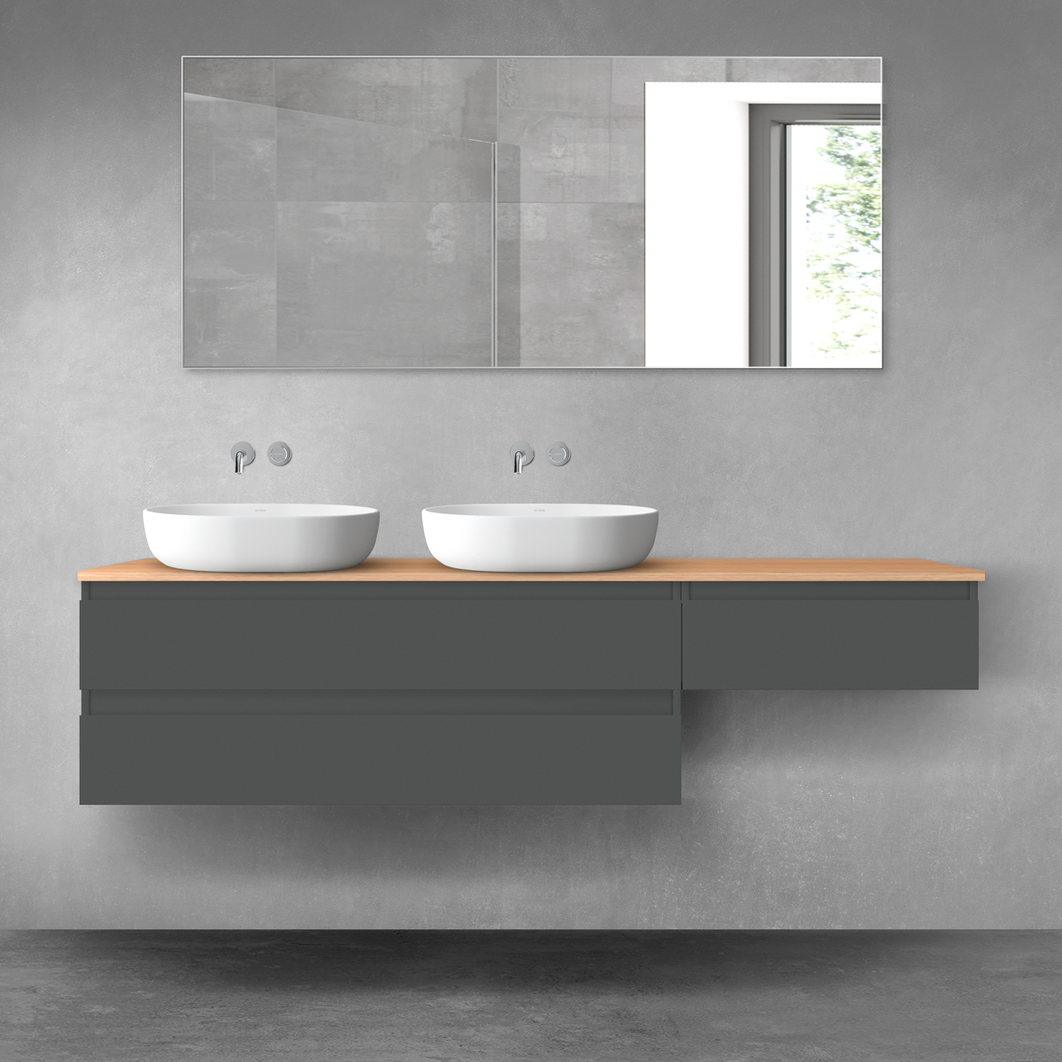 Oltens Vernal zestaw mebli łazienkowych 180 cm z blatem grafit mat/dąb 68600400 - Wysyłka w 24h