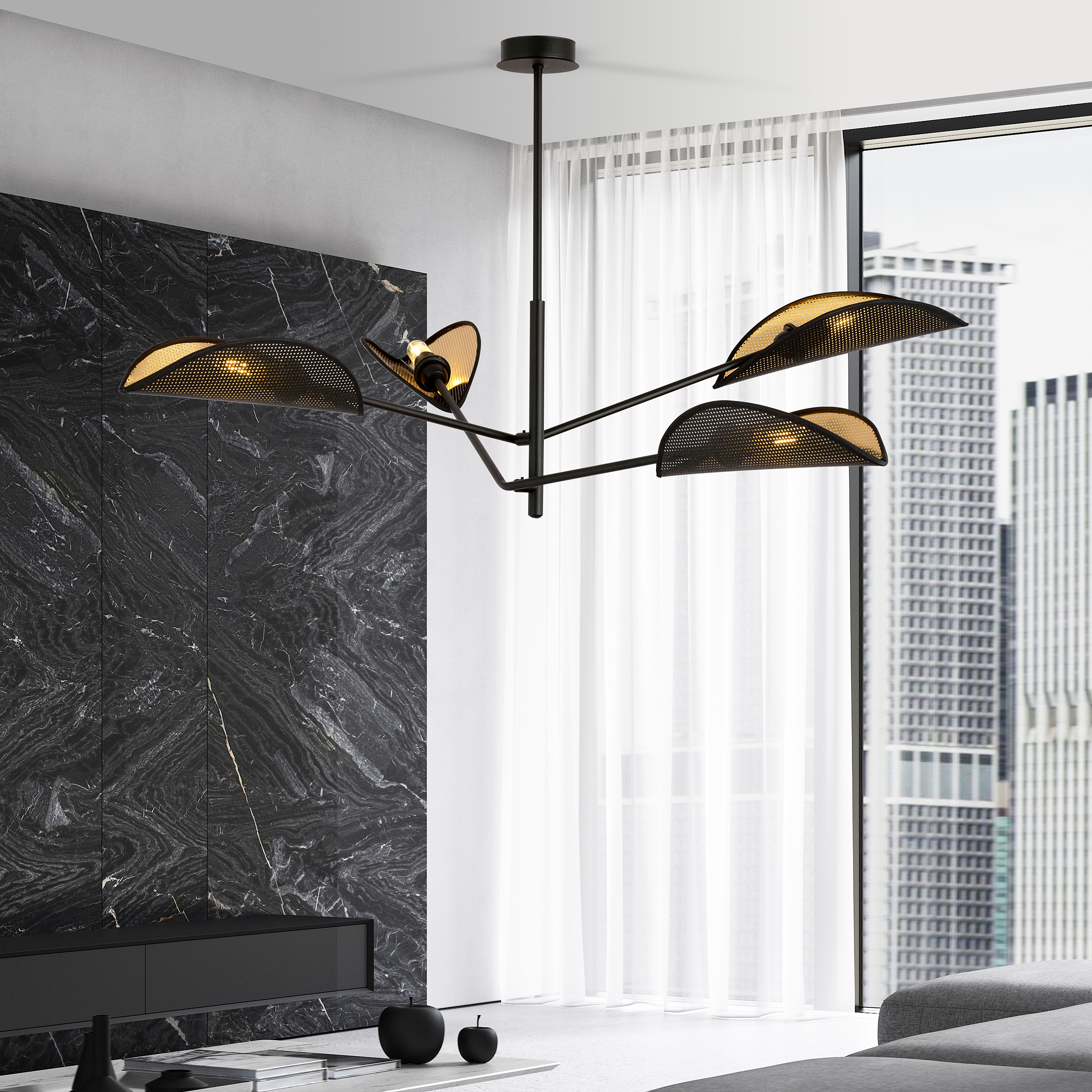 Emibig Vene lampa podsufitowa 4x10 W czarna-złota 1158/4 - Wysyłka w 24h