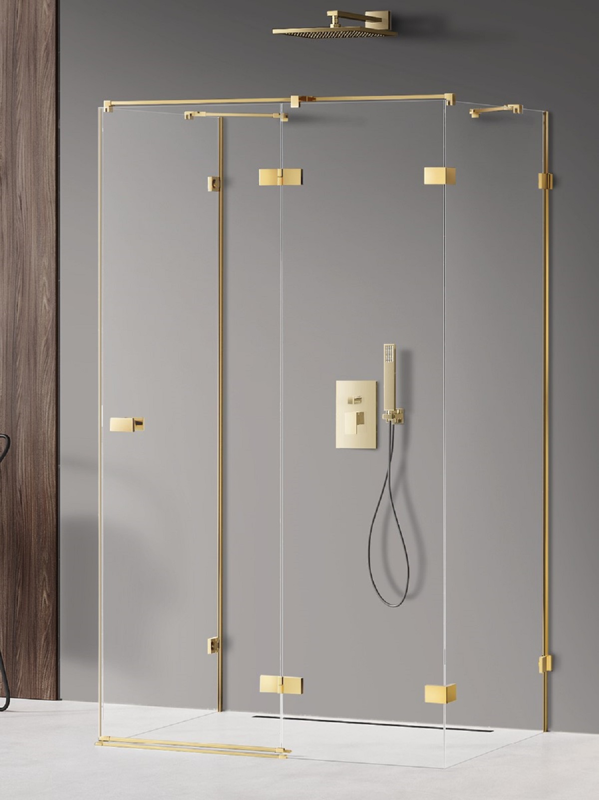 New Trendy Avexa Gold Shine kabina prysznicowa 100x120 cm prostokątna prawa złoty połysk/szkło przezroczyste EXK-2141