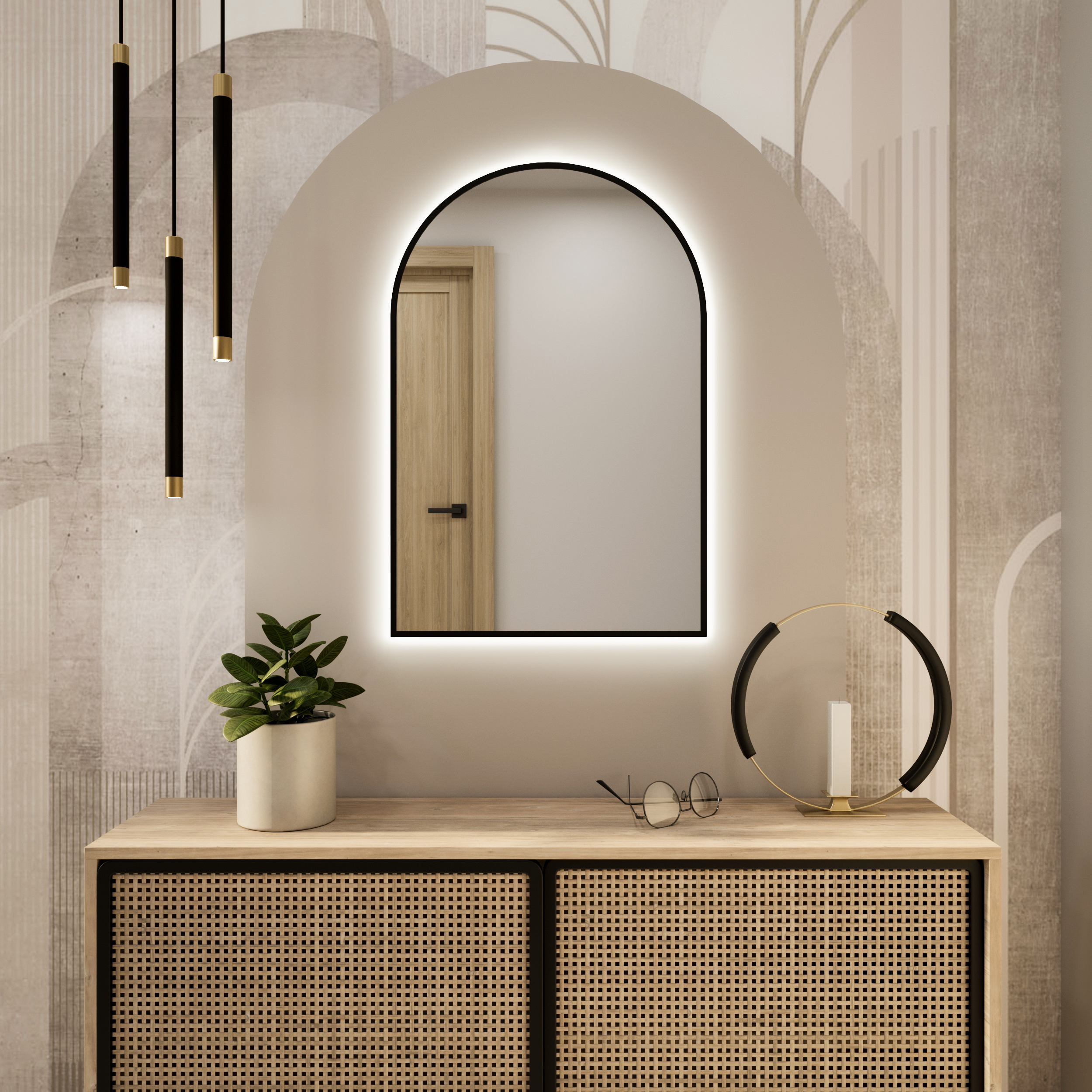 Baltica Design Tiny Border Pastille Cut LED lustro 40x60 cm czarne barwa światła neutralna