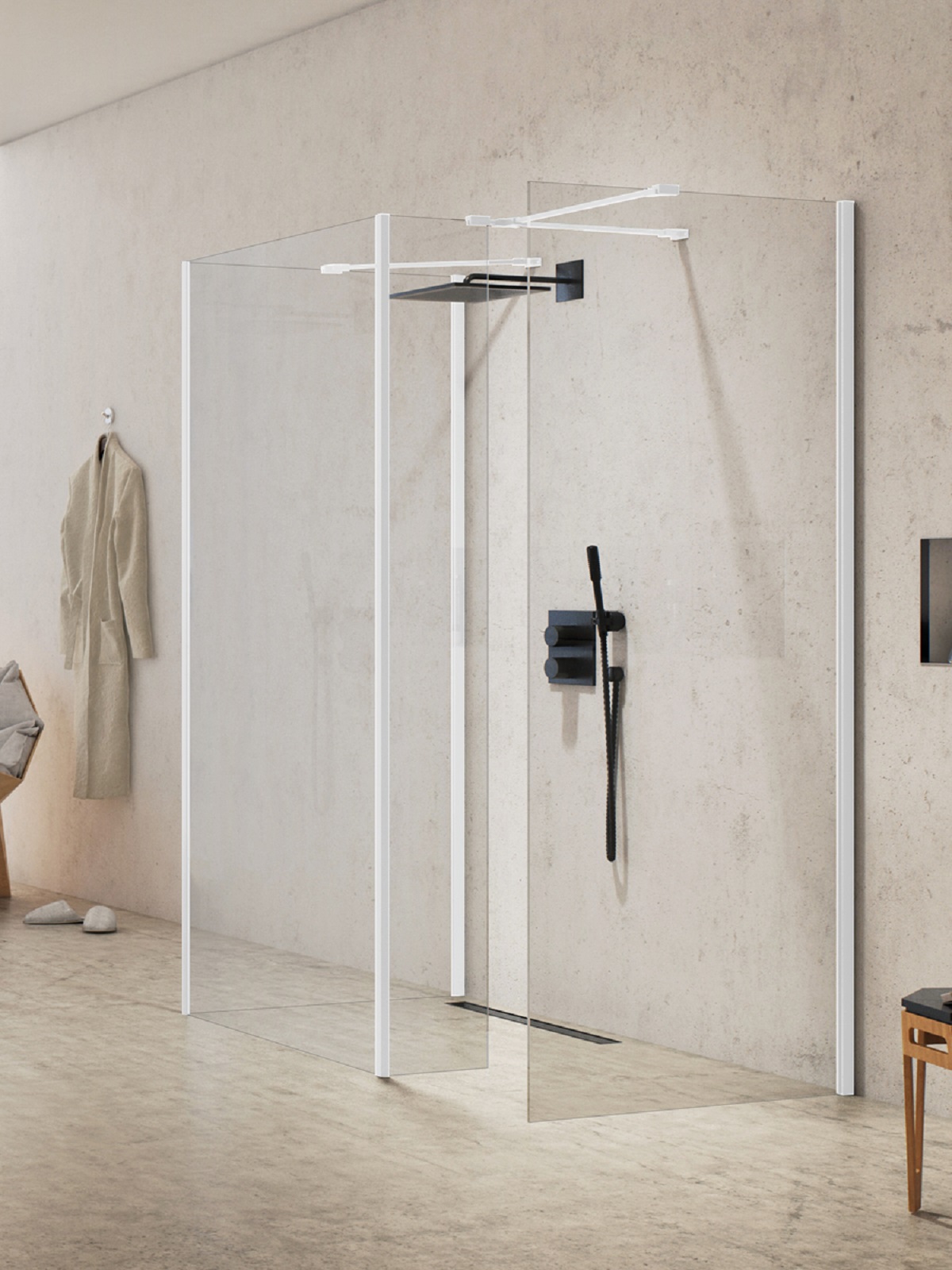 New Trendy New Modus White ścianka prysznicowa walk-in 90 cm biały mat/szkło przezroczyste EXK-2334