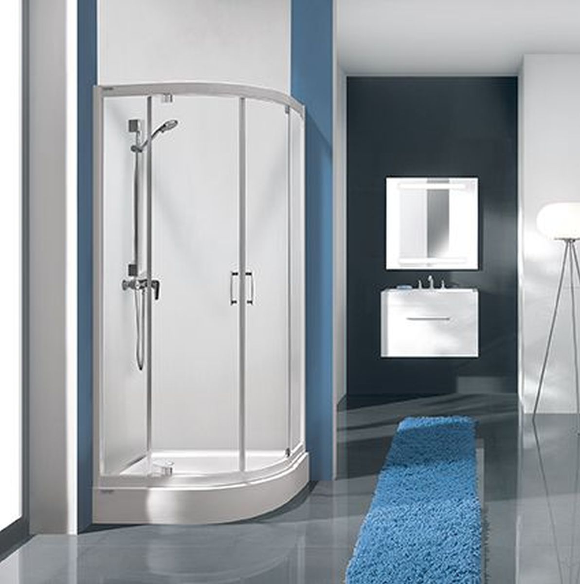 Sanplast TX KP2DJa/TX5b kabina prysznicowa 90 cm półokrągła srebrny błyszczący/szkło przezroczyste 600-271-0431-38-401