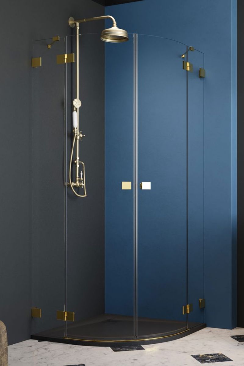Radaway Essenza Pro Gold PDD kabina prysznicowa część lewa 90x90 cm półokrągła złoty połysk/szkło przezroczyste 10095090-09-01L