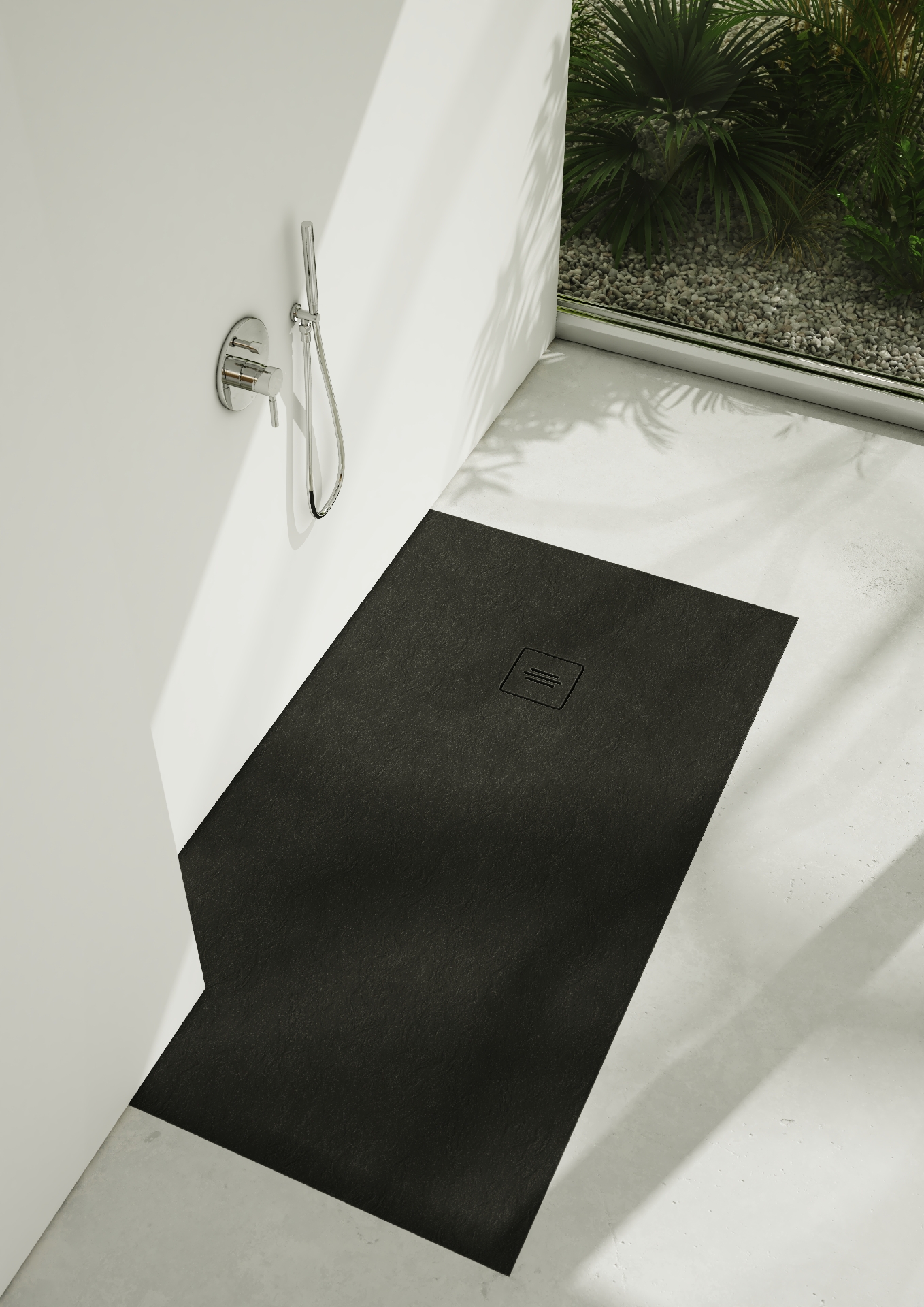 Schedline Protos Black Stone brodzik 90x90 cm kwadratowy czarny kamień 3SP.P1K-9090/C/ST-M1/C/ST