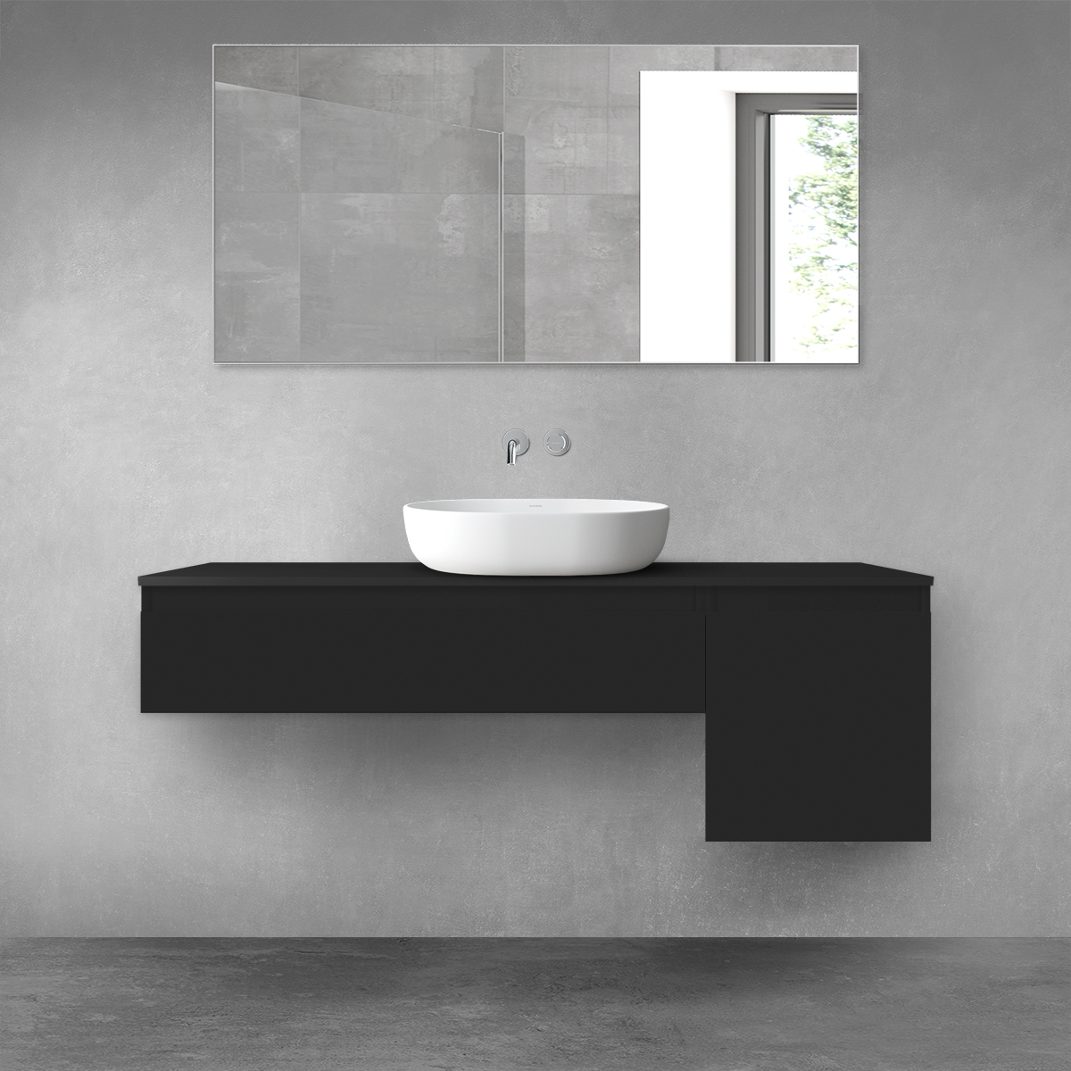 Oltens Vernal zestaw mebli łazienkowych 140 cm z blatem czarny mat 68281300 - Wysyłka w 24h