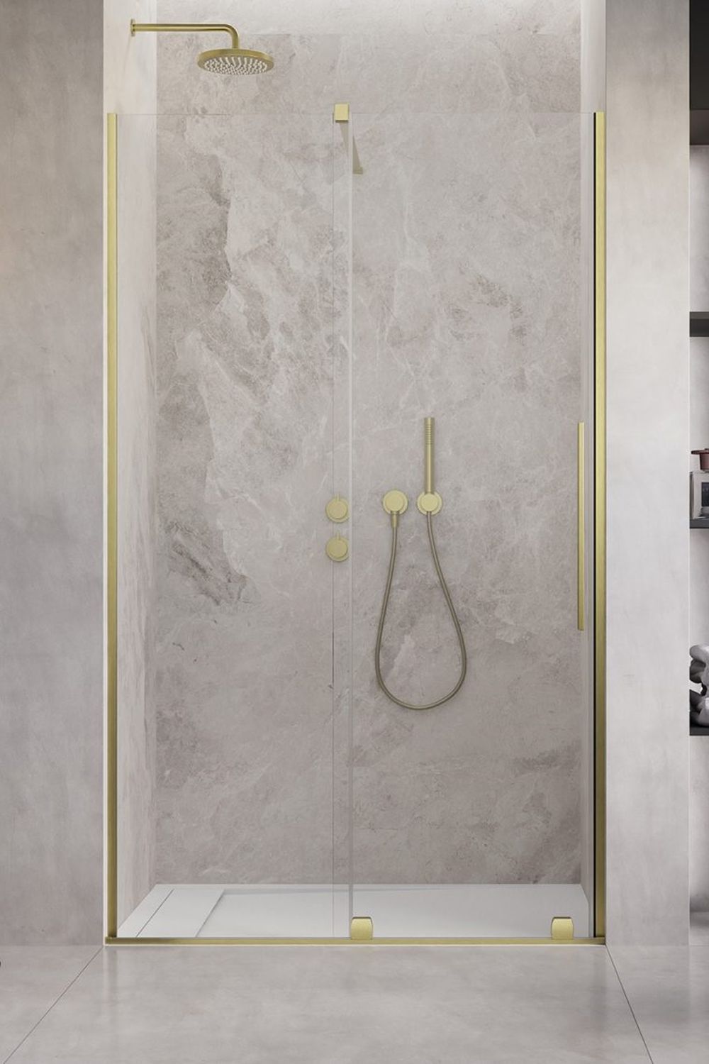 Radaway Furo Brushed Gold DWJ drzwi prysznicowe 120 cm lewe złoty szczotkowany/szkło przezroczyste 10107622-99-01L/10110580-01-01