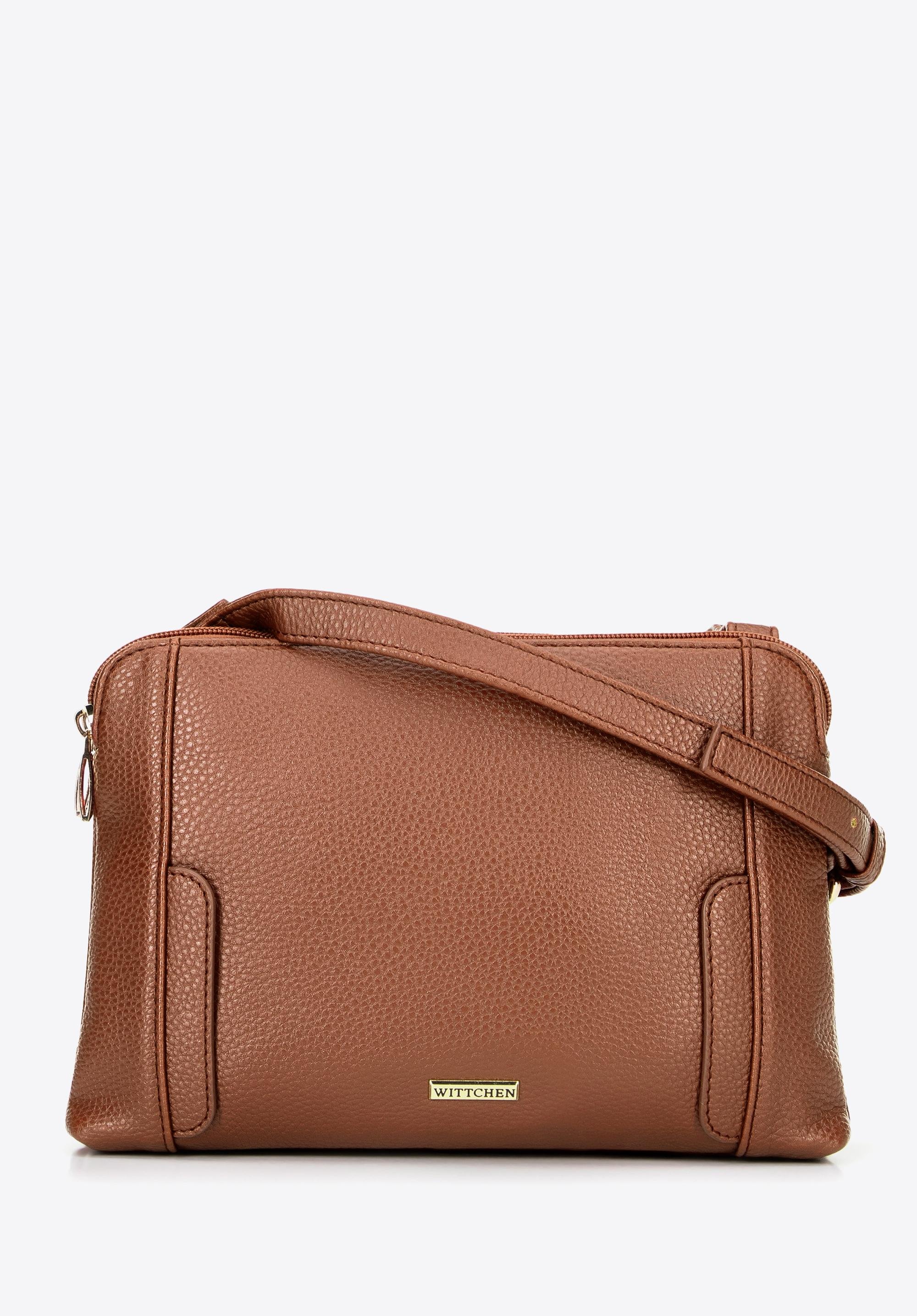 Damska torebka crossbody dwukomorowa brązowa