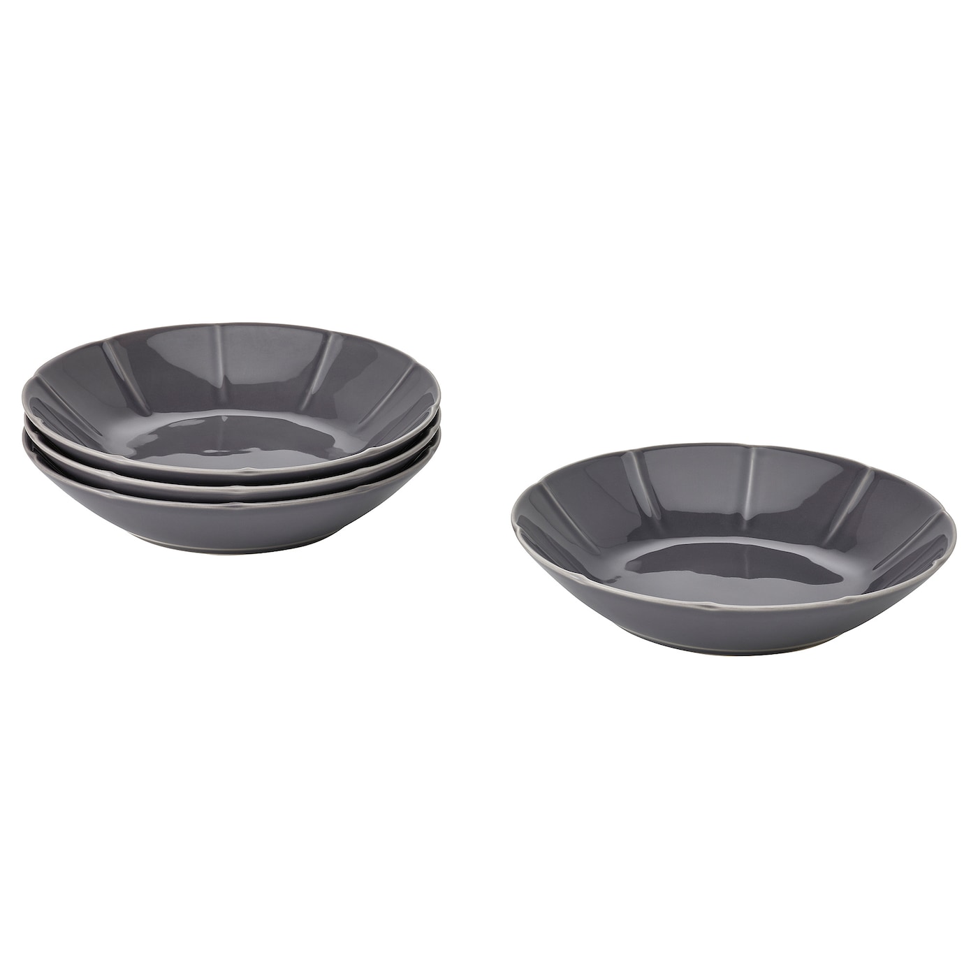 IKEA STRIMMIG talerz głęboki, kamionka szary, 23 cm