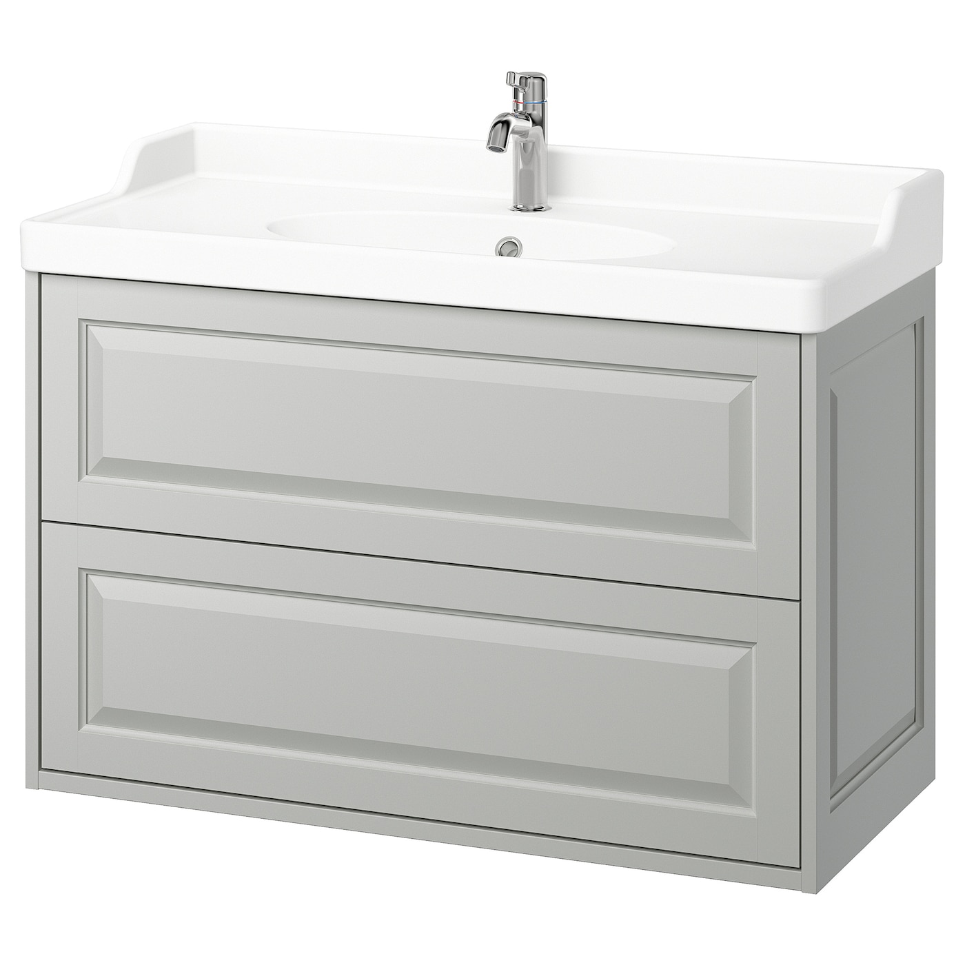 IKEA TÄNNFORSEN / RUTSJÖN szaf umyw z szufladami/umyw/bateria, jasnoszary, 102x49x74 cm