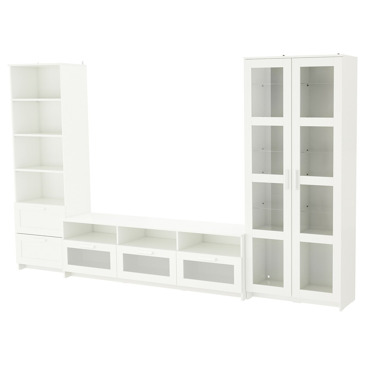 IKEA BRIMNES kombinacja na TV/szklane drzwi, biały, 320x41x190 cm