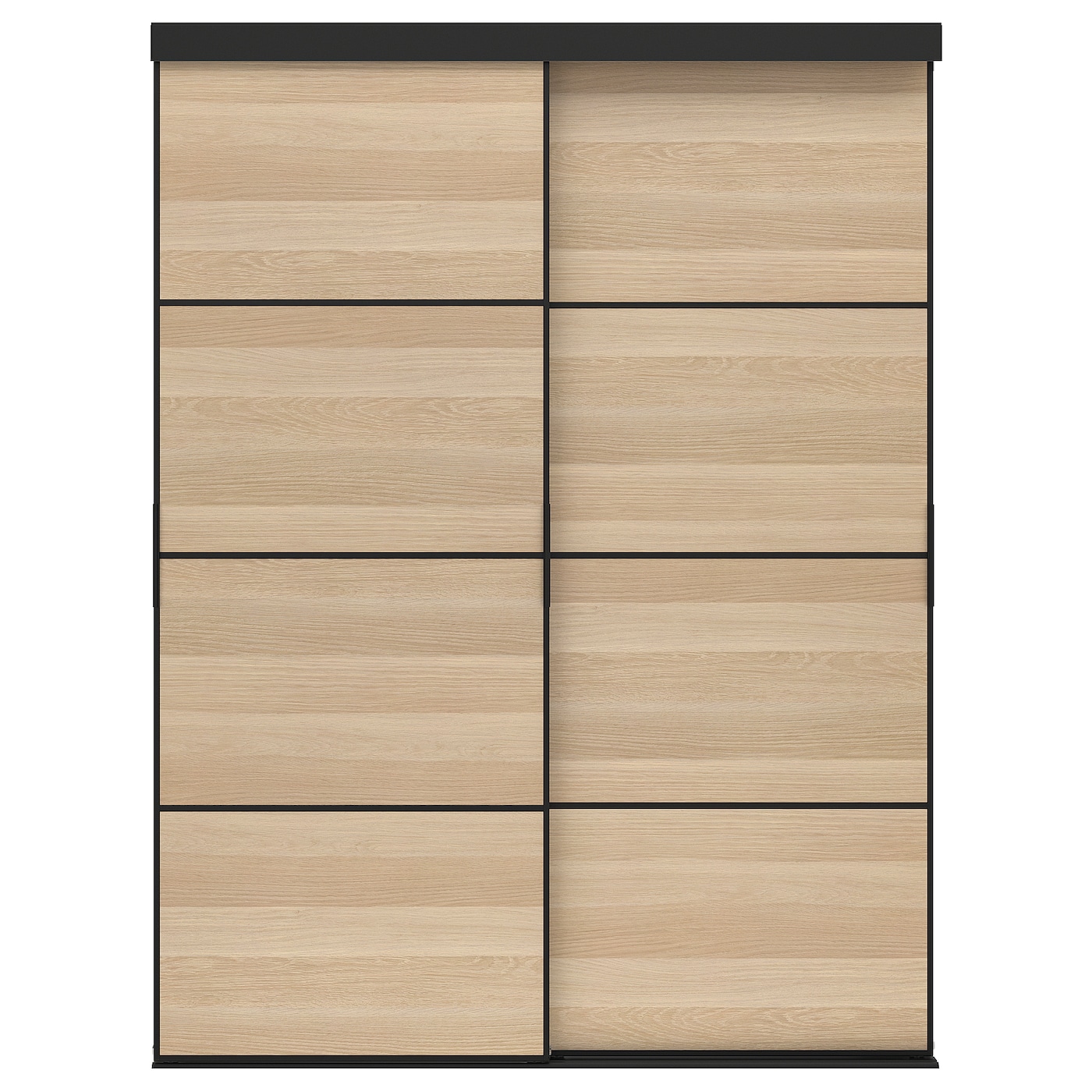 IKEA SKYTTA / MEHAMN kombinacja drzwi przesuwnych, czarny/2str imitacja dębu bejcowanego na biało, 152x205 cm