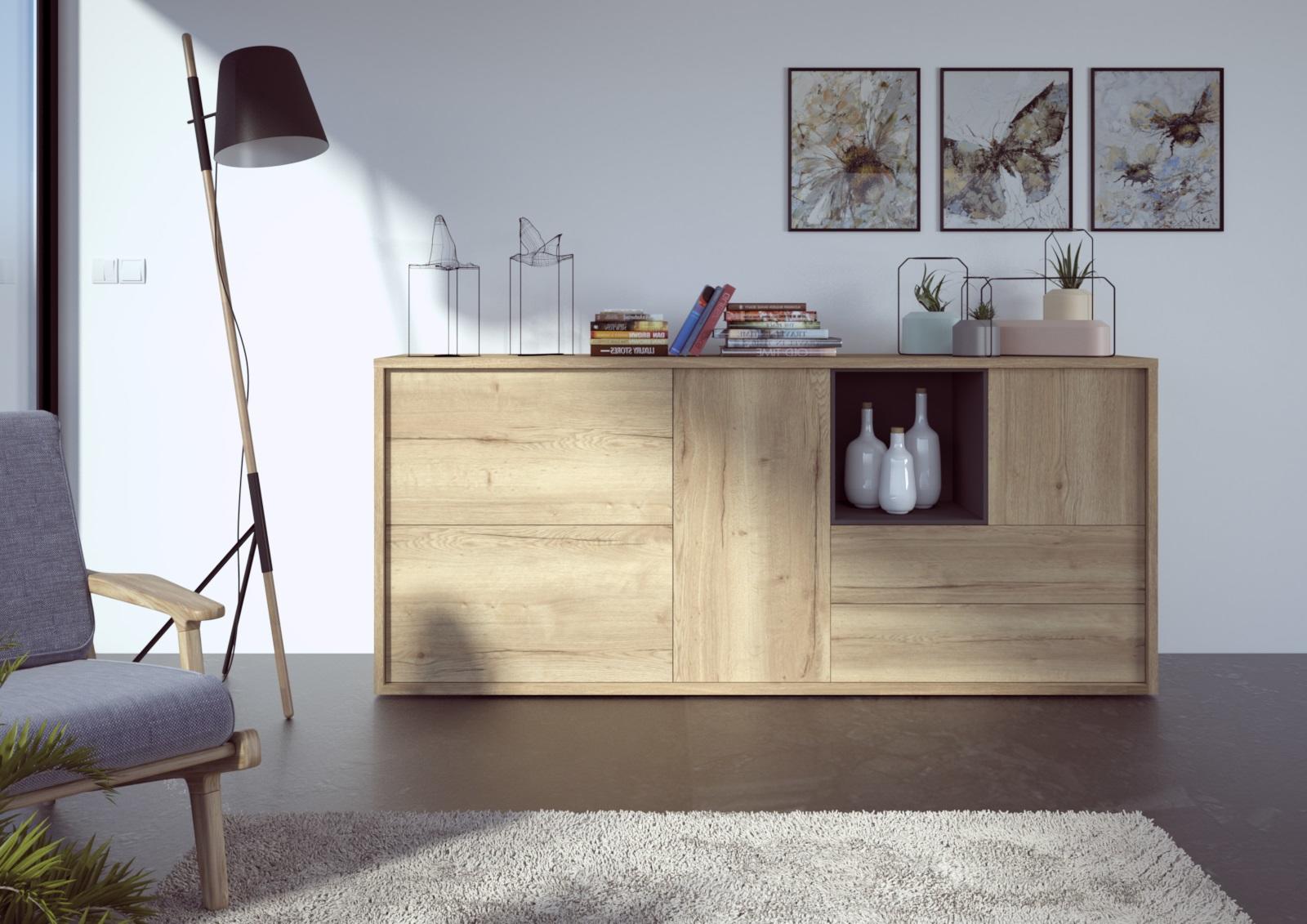 Przestronna, designerska komoda Frame oak
