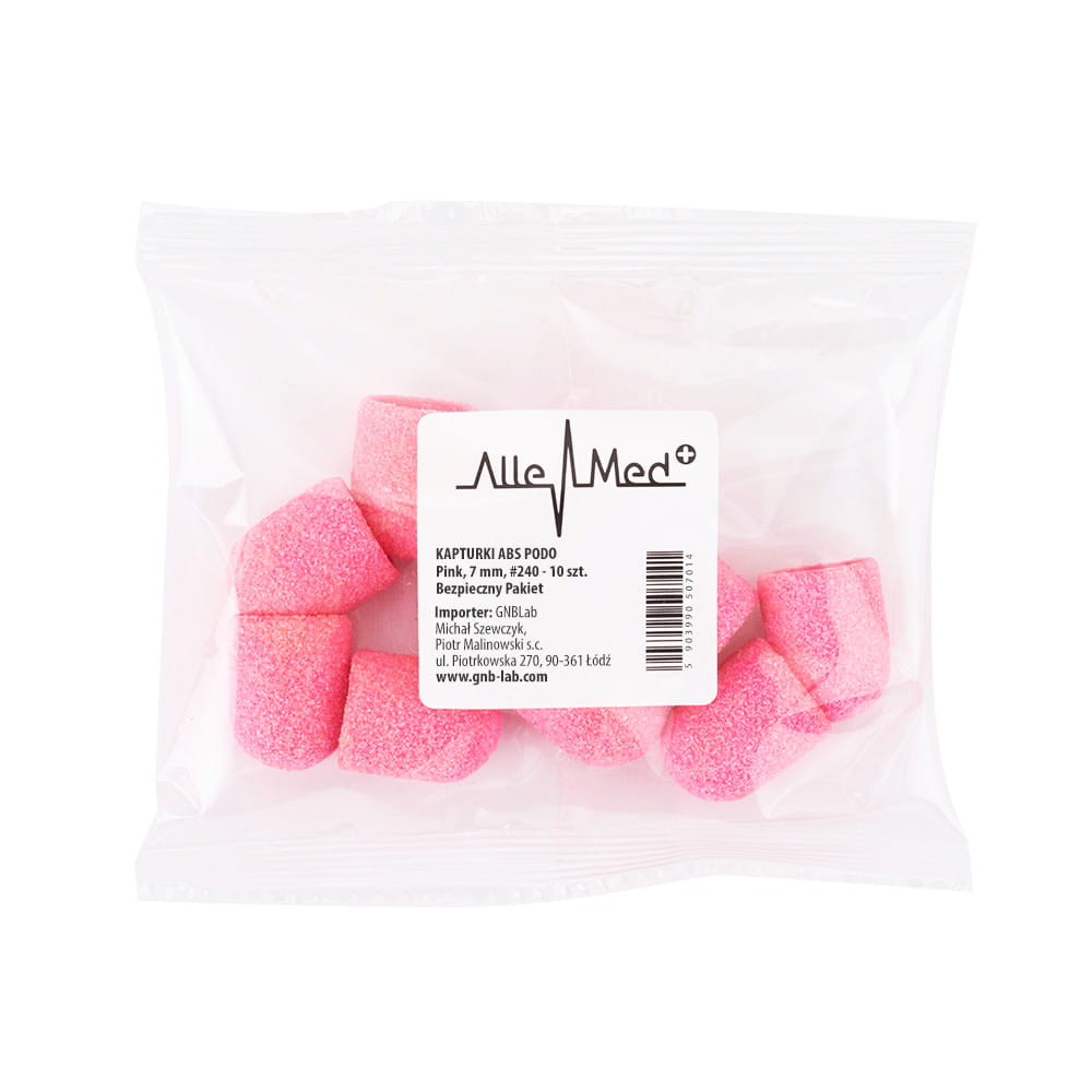 Kapturki do pedicure 7 mm gradacja 240 10 szt ABS Podo AlleMed Różowy Pink