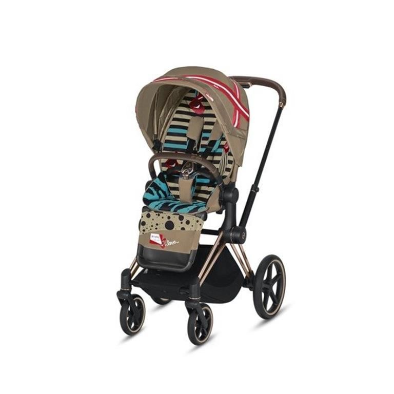 Cybex, Priam 2.0 Fashion Collection - wózek spacerowy -Cybex by Karolina Kurkova-Chrome z brązową rączką