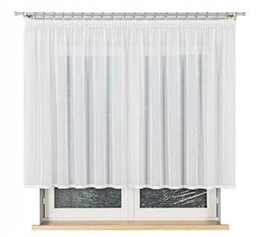 Krótka GOTOWA FIRANKA BIAŁA WOAL z taśmą 90x280cm