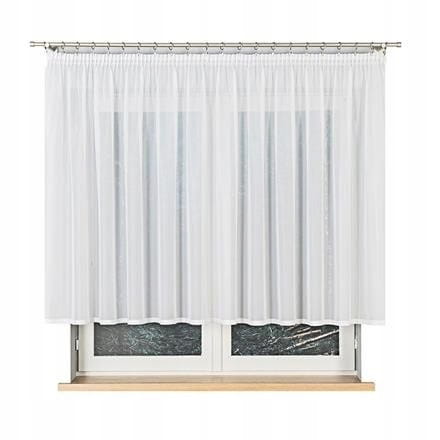 Firana gotowa krótka z woalu 130x550 cm gładka