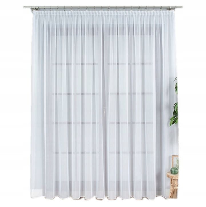 Firana gotowa z woalu 160x650 cm do salonu - elegancka, biała