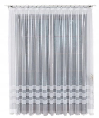 Firana gotowa 000282 wys 235x350cm żakard taśma firanka pasowa biała