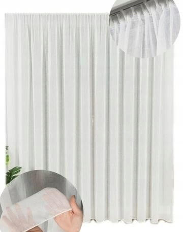 Firana Gładka Alicja Z Etaminy Offwhite 250x450 z ołowianką do salonu