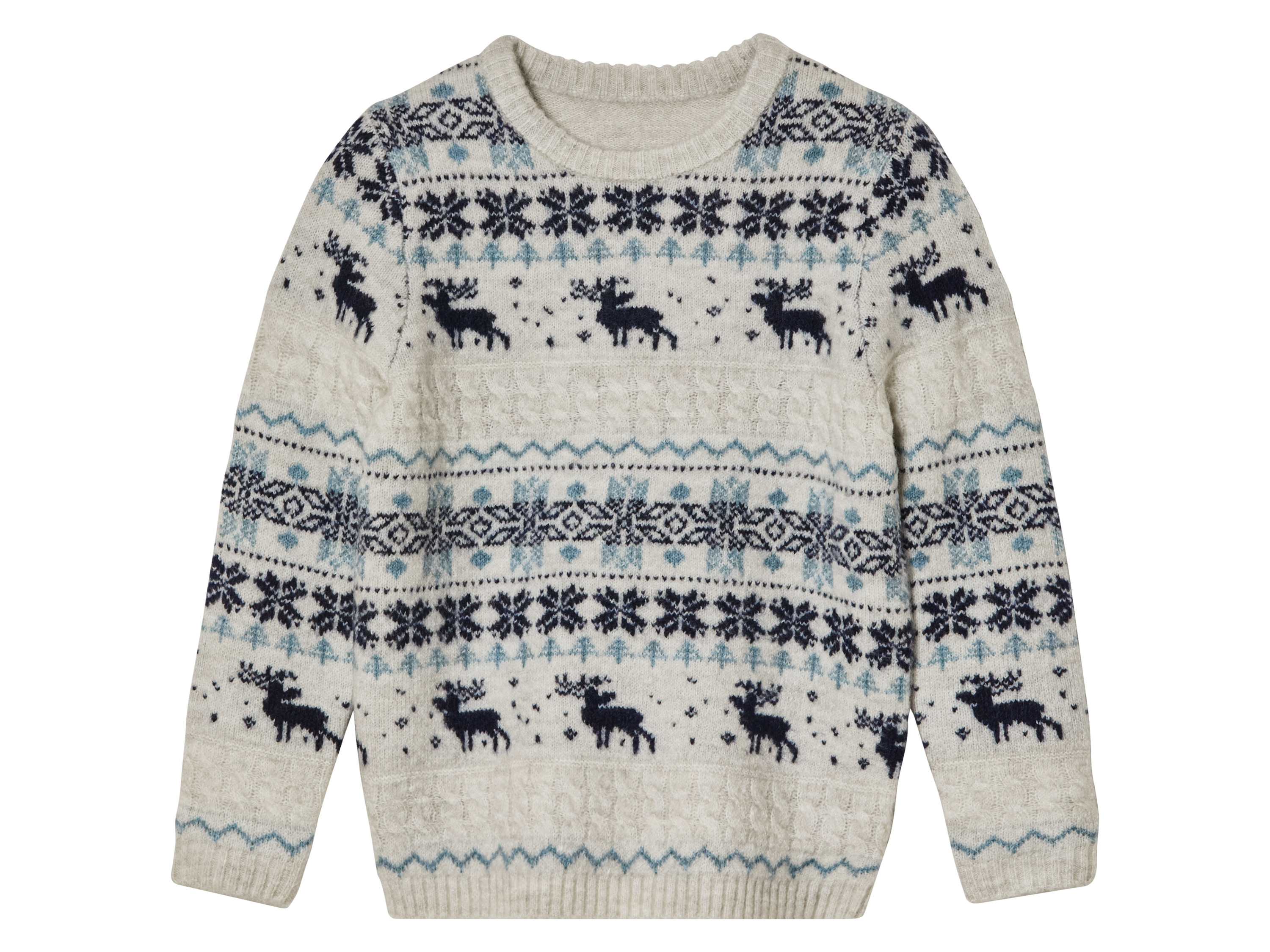 lupilu Sweter chłopięcy świąteczny 122/128, Beżowy/niebieski
