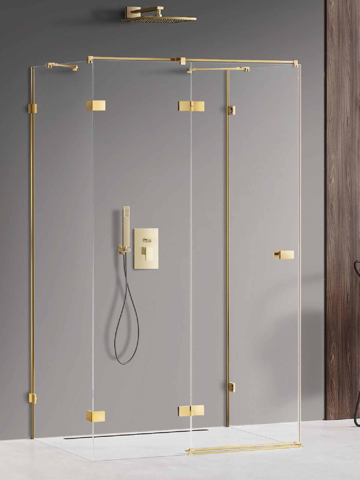 Darmowa Dostawa - Kabina prysznicowa 120x90 cm prostokątna złoty połysk/szkło przezroczyste New Trendy Avexa Gold Shine EXK2120