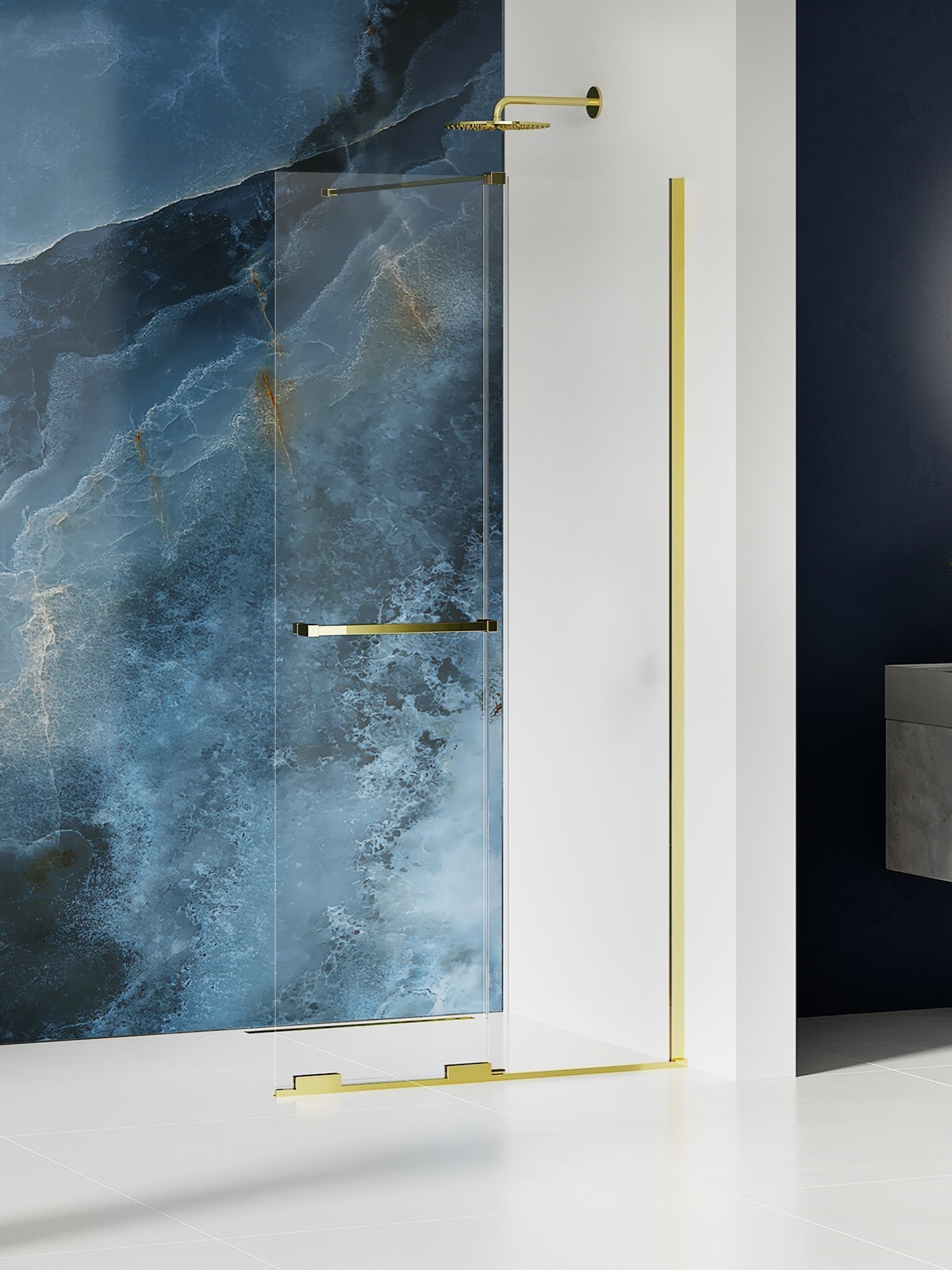 Darmowa Dostawa - Ścianka prysznicowa walk-in 150 cm złoty połysk/szkło przezroczyste New Trendy Smart Light Gold EXK6734