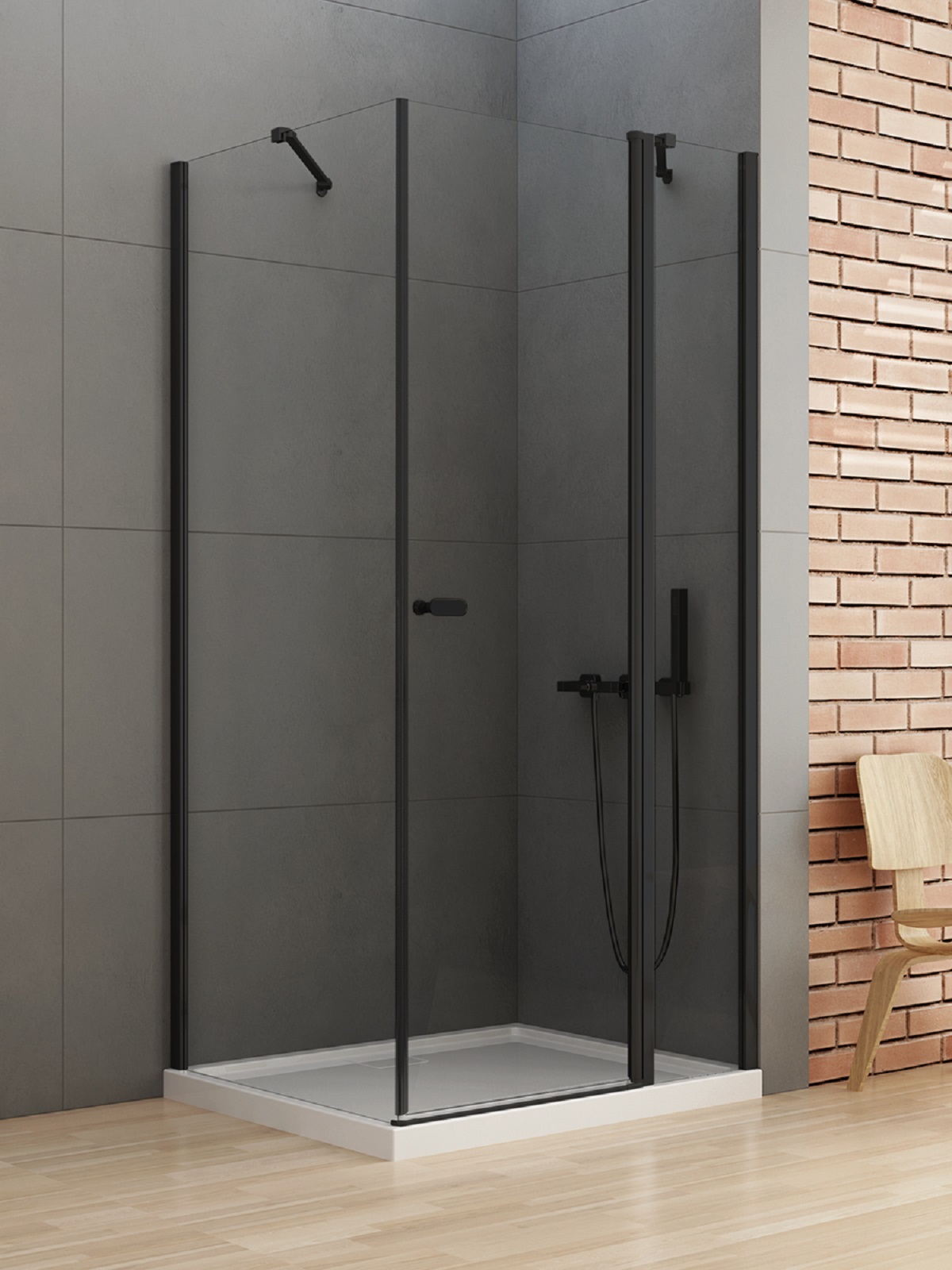 Darmowa Dostawa - Kabina prysznicowa 120x110 cm prostokątna czarny mat/szkło przezroczyste New Trendy New Soleo Black K0687