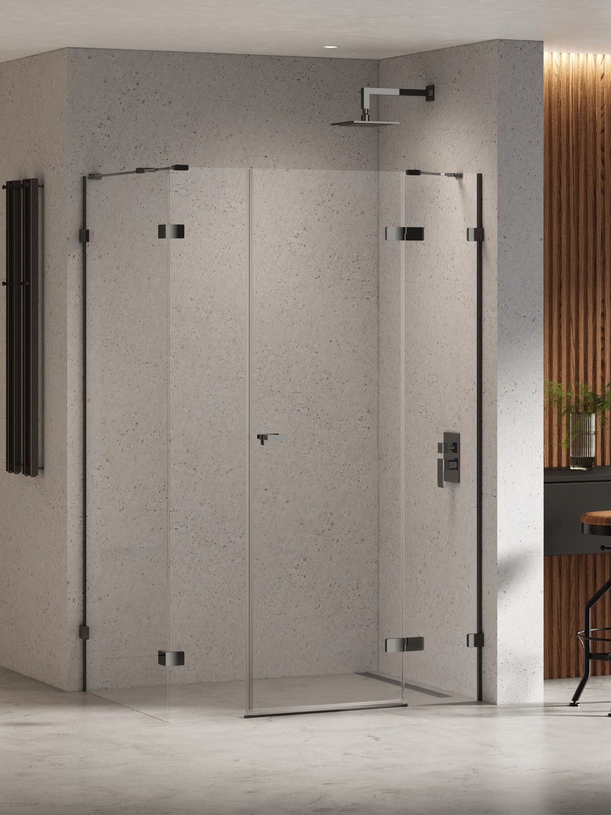 Darmowa Dostawa - Kabina prysznicowa 130x80 cm prostokątna czarny połysk/szkło przezroczyste New Trendy Eventa Black Chrome EXK6233