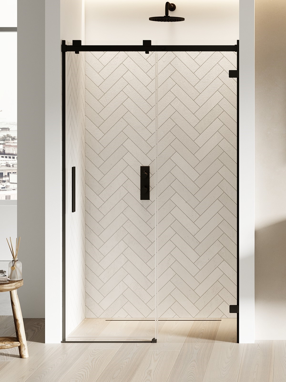 Darmowa Dostawa - Drzwi prysznicowe 120 cm rozsuwane czarny mat/szkło przezroczyste New Trendy Softi X Black EXK5356