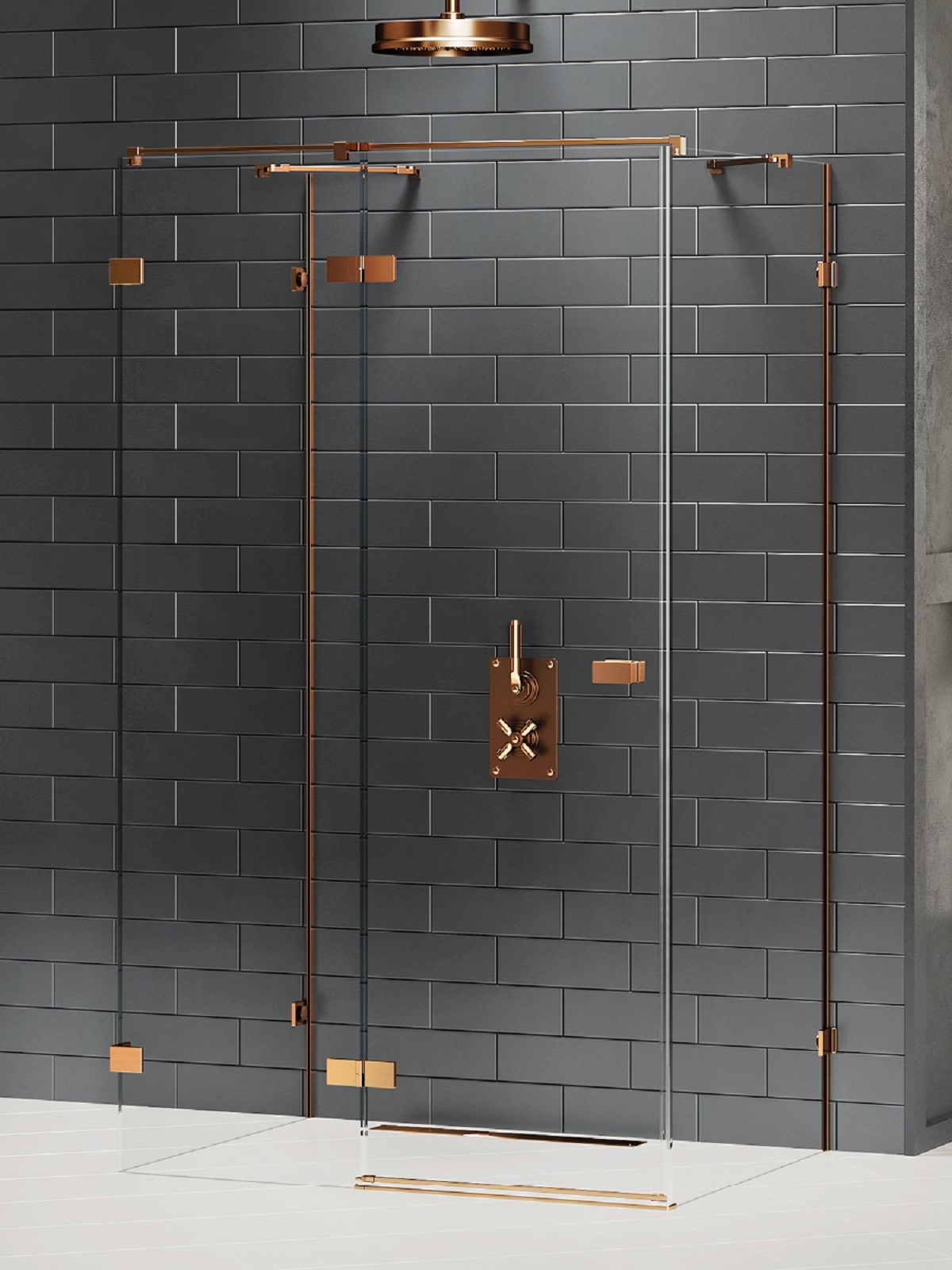 Darmowa Dostawa - Kabina prysznicowa 80x80 cm kwadratowa miedź szczotkowany/szkło przezroczyste New Trendy Avexa Copper Brushed EXK3691
