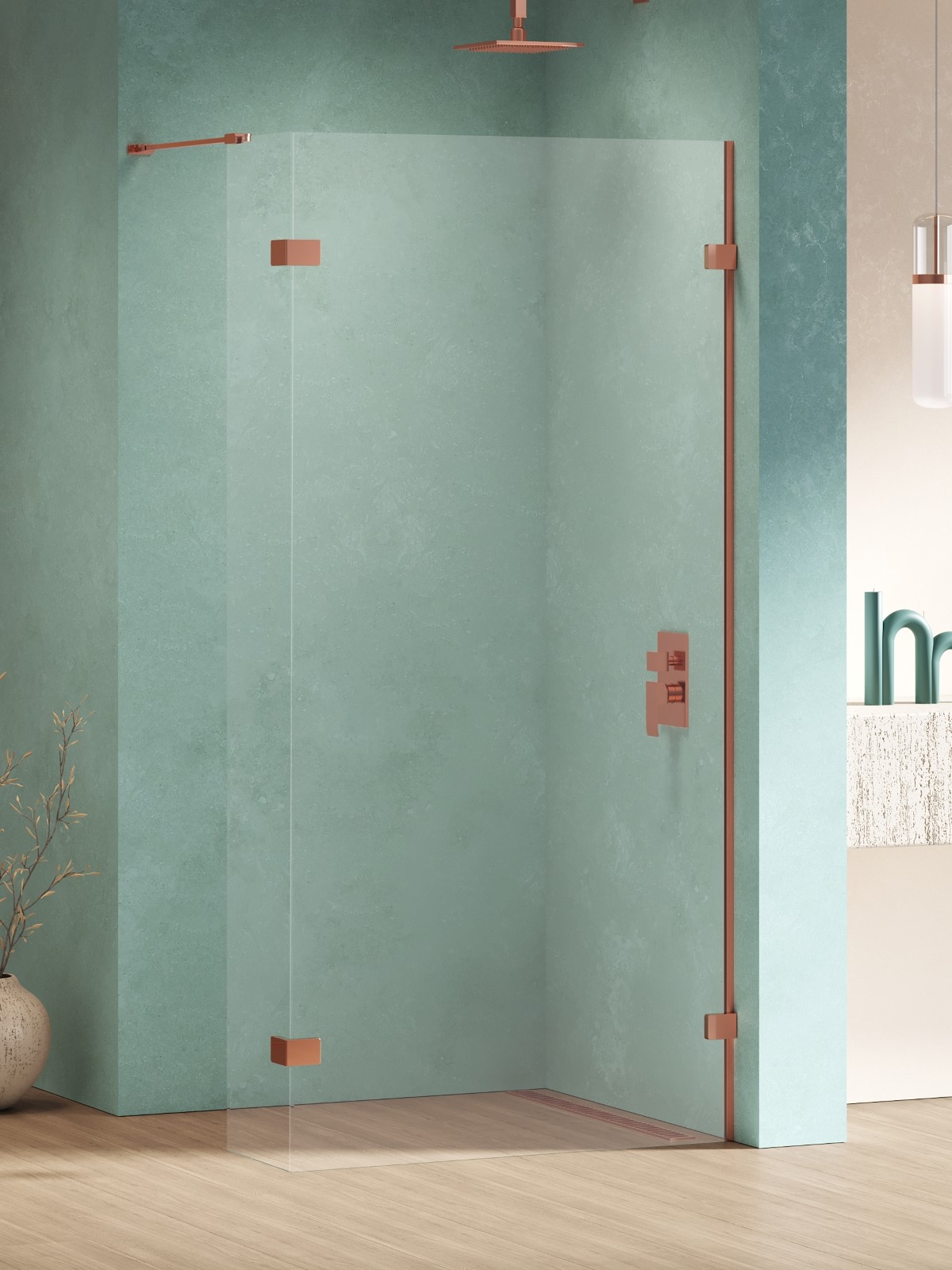 Darmowa Dostawa - Ścianka prysznicowa walk-in 140 cm miedź połysk/szkło przezroczyste New Trendy Eventa Copper Shine EXK6539