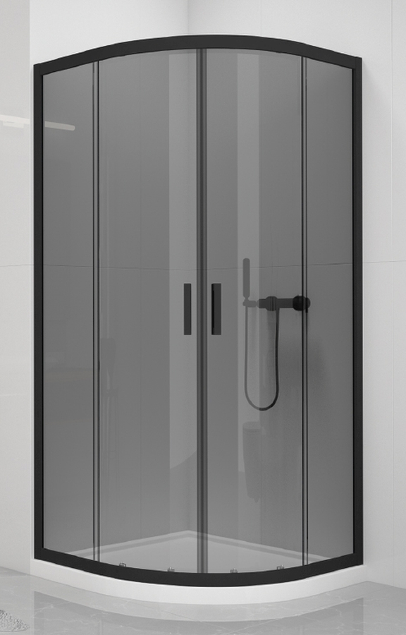 Darmowa Dostawa - Kabina prysznicowa 80x80 cm półokrągła czarny mat/szkło przezroczyste New Trendy New Varia Black K0565