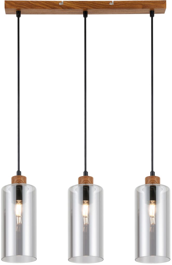 Darmowa Dostawa - Lampa wisząca 3x25 W czarna-drewno Italux Naster PND230513WO