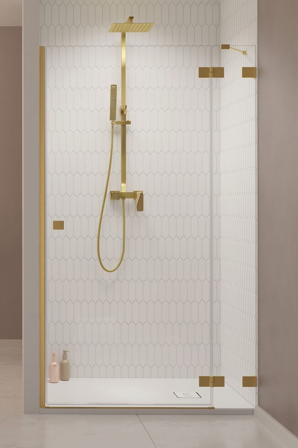 Darmowa Dostawa - Drzwi prysznicowe 100 cm uchylne Radaway Essenza Pro Brushed Gold DWJ 100991009901R