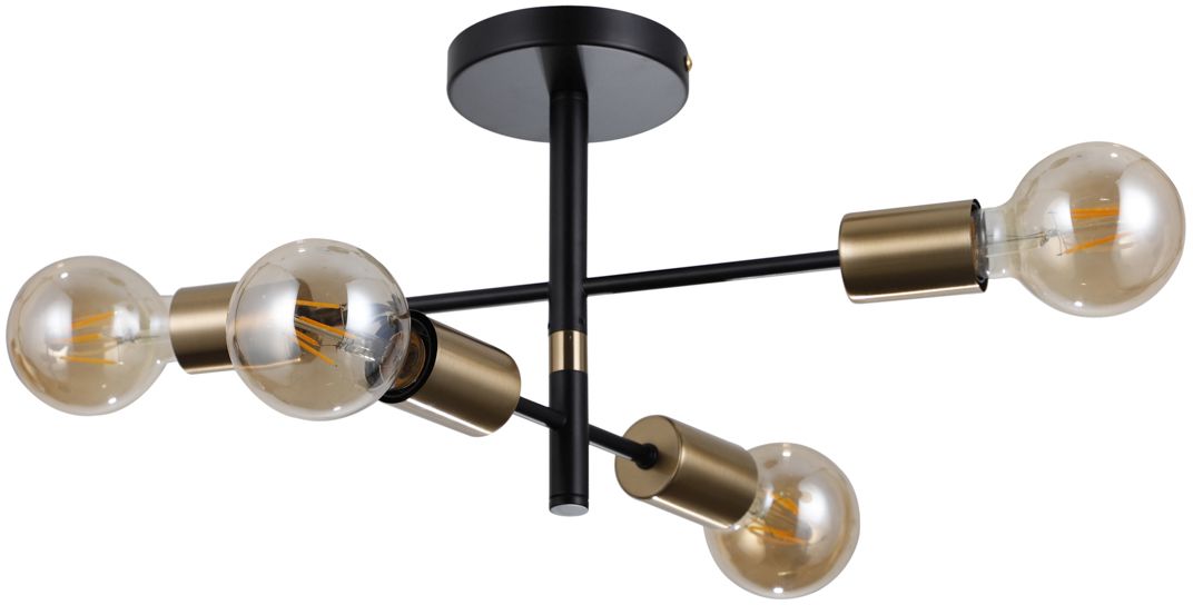 Darmowa Dostawa - Lampa wisząca 4x40 W czarna-mosiądz Italux Piansi PND40254BLHBR