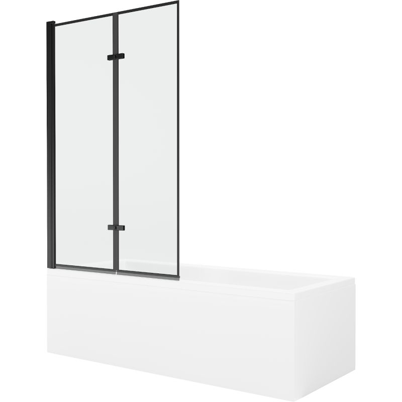 Wanna prostokątna Mexen Cubik 170 x 70 cm z obudową i parawanem 2-skrzydłowym 100 cm czarny wzór 550317070X9210027070 1 szt.