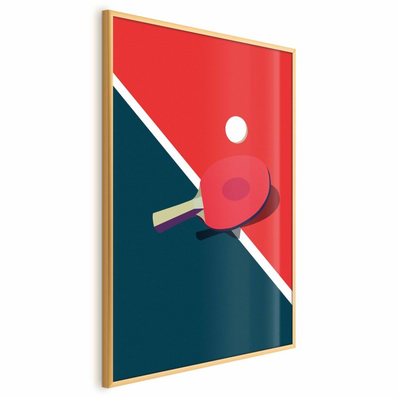 Plakat Artgeist Tenis stołowy 21x30 cm z ramą złotą 1 szt