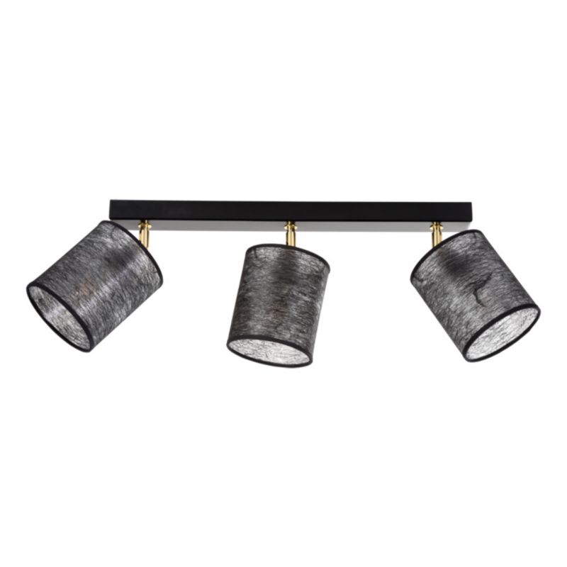 Lampa Sufitowa SPOT Light 3xE27 Max.25W Klasyczna Czerń z Czarnymi Abażurami i Złotym Akcentem, 1 szt.