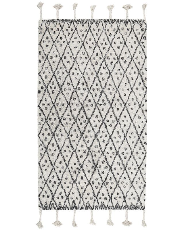 Dywan bawełniany 80 x 150 cm biało-czarny Agadir 1 szt.