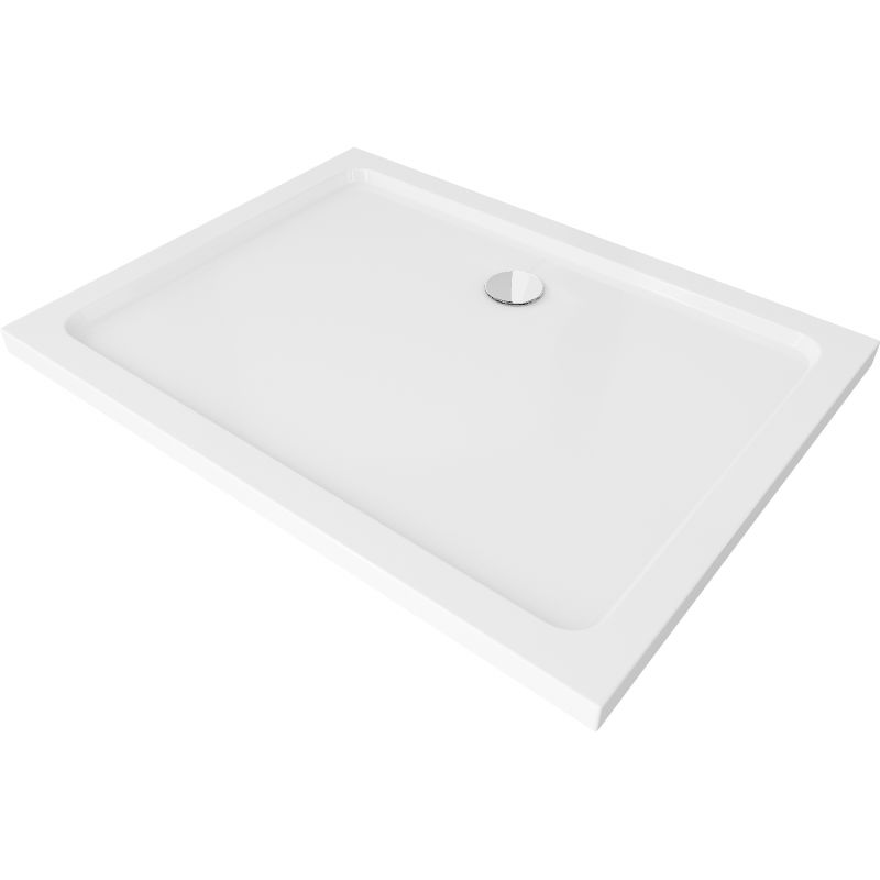 Brodzik prostokątny slim Mexen Flat 130 x 100 cm biały syfon chrom 1 szt.