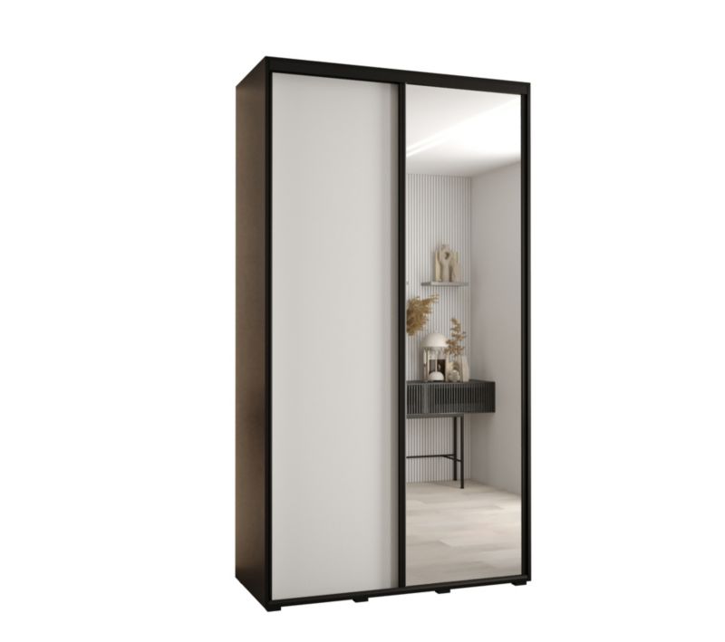 Szafa przesuwna Abiks DAVOS 3 wysoka szer.130cm gł.60cm czarny/biały/czarny 1szt.