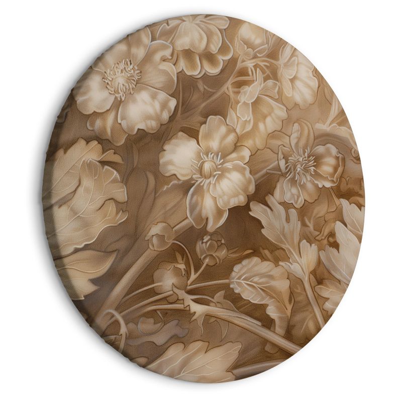 Obraz owalny Artgeist Ornamenty kwiatowe 80 x 80 cm płótno włoskie 1 szt