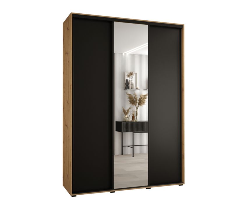 Szafa przesuwna Abiks DAVOS 3 wysoka szer.170cm gł.60cm artisan/czarny/czarny 1szt.