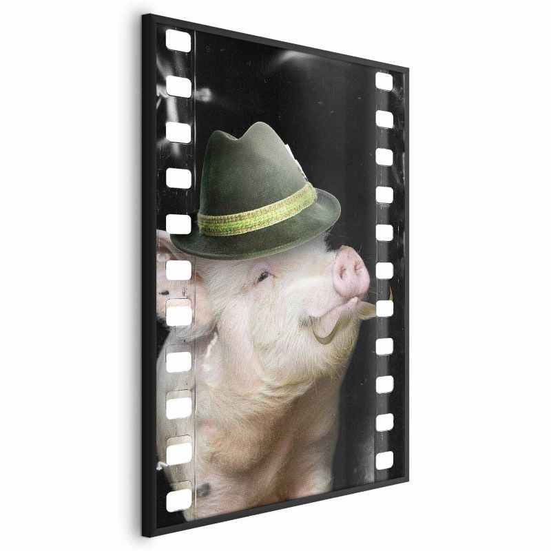Plakat Artgeist Świnia z wąsami 60x90 cm z ramą czarną 1 szt