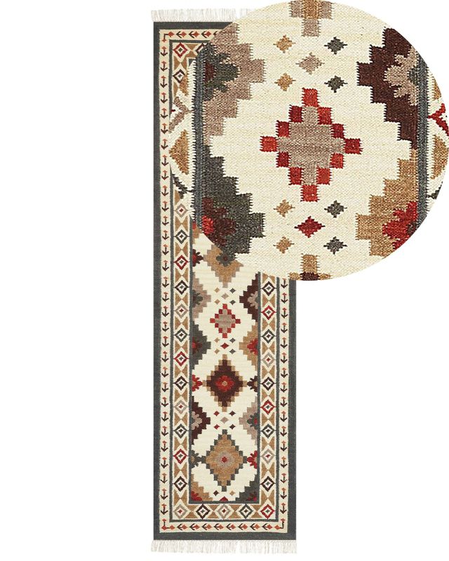 Dywan wełniany kilim 80 x 300 cm wielokolorowy Ghukasavan 1 szt.