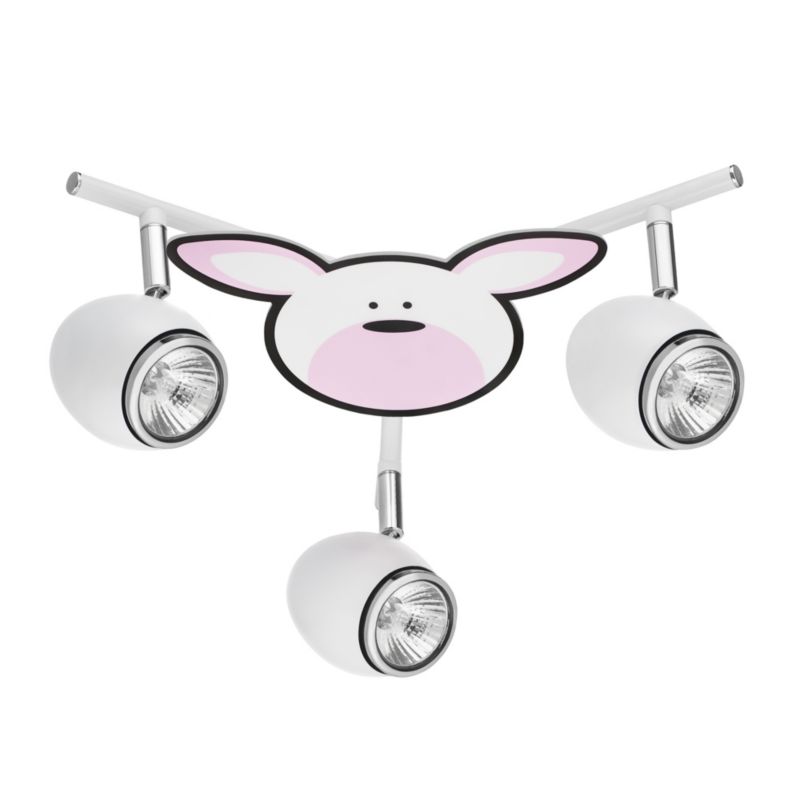 Lampa Sufitowa SPOT Light 3xGU10 Max.50W Biały z Wielokolorowym Wzorem w Królika, Polski Producent, 1 szt.
