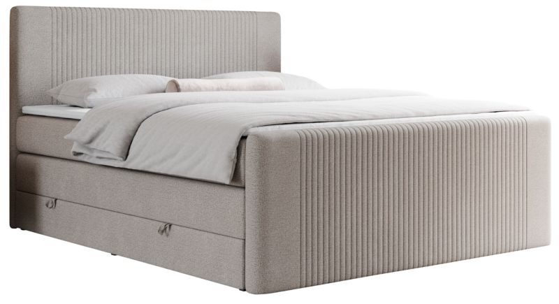 Łóżko kontynentalne MKS Meble KING DOREN 160x200 H3 beżowy struktura 1szt.