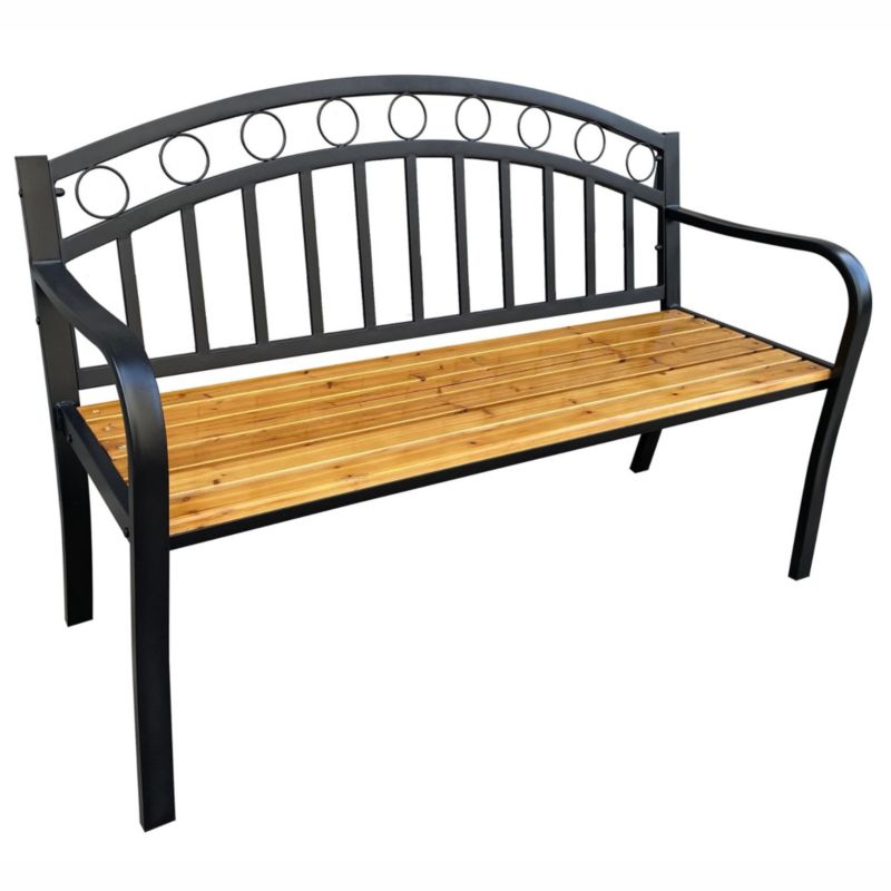 Ławka ogrodowa Arum z lakierowanego drewna stalowe nogi szerokość 127 cm 1 szt.