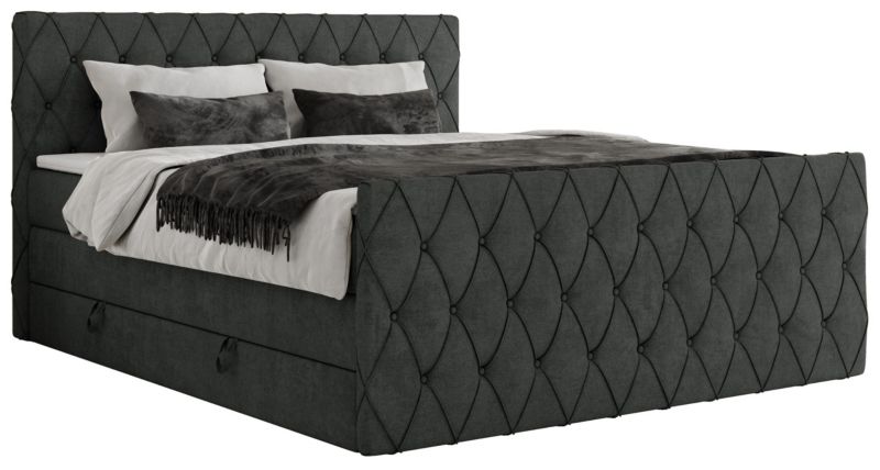 Łóżko kontynentalne MKS Meble MIREN KING DUO 180x200 H4 Ciemnoszary struktura 1szt.